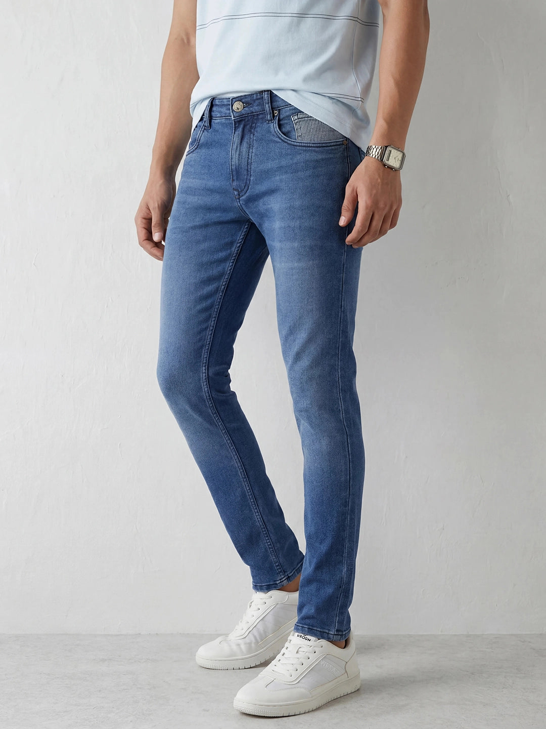 Faded Slim Fit Denim Jeans | Light Blue