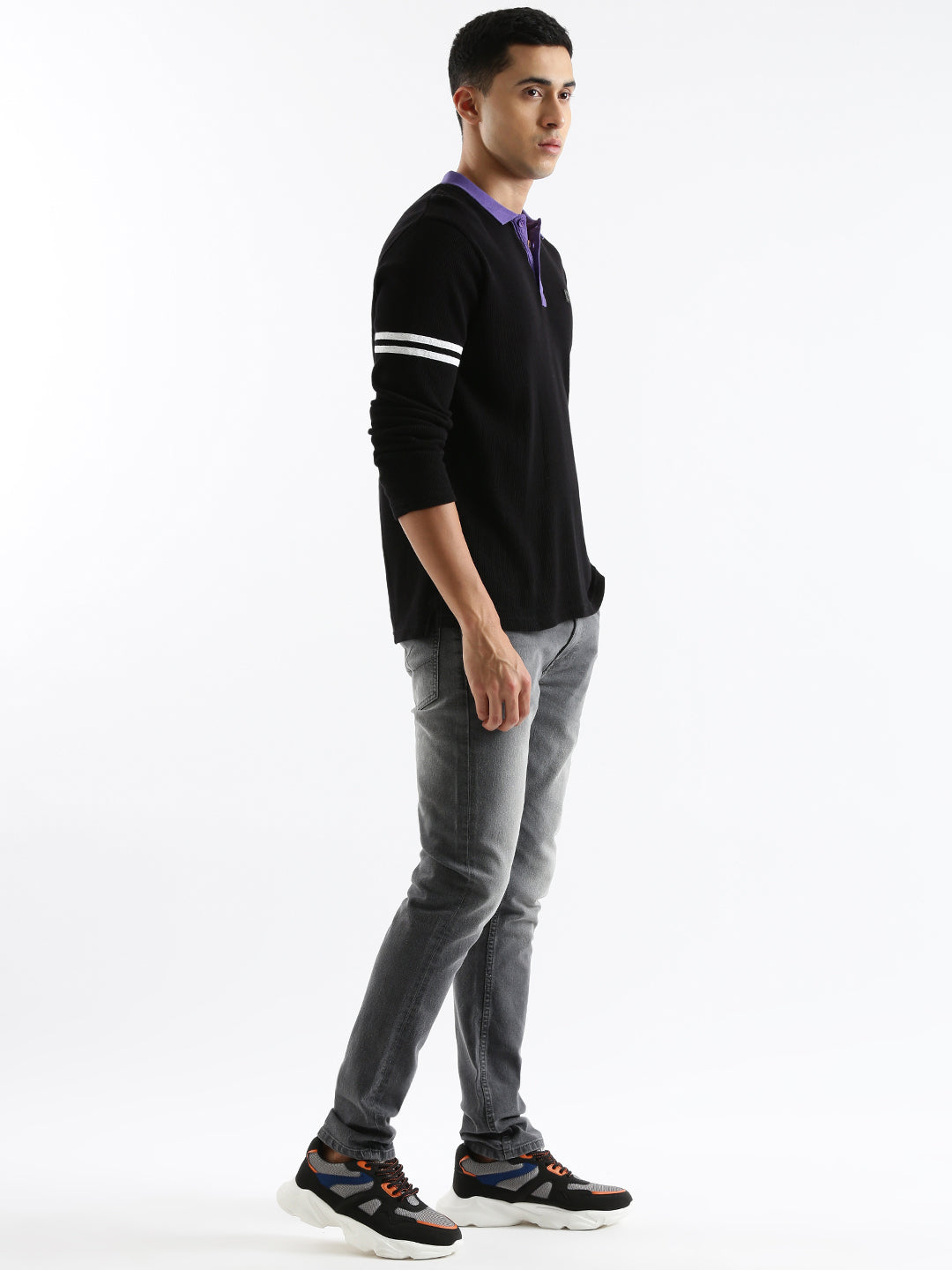 Arm Stripe Full Sleeve Polo T-shirt