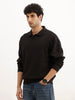 Solid Oversized Collared Sweatshirt | Black