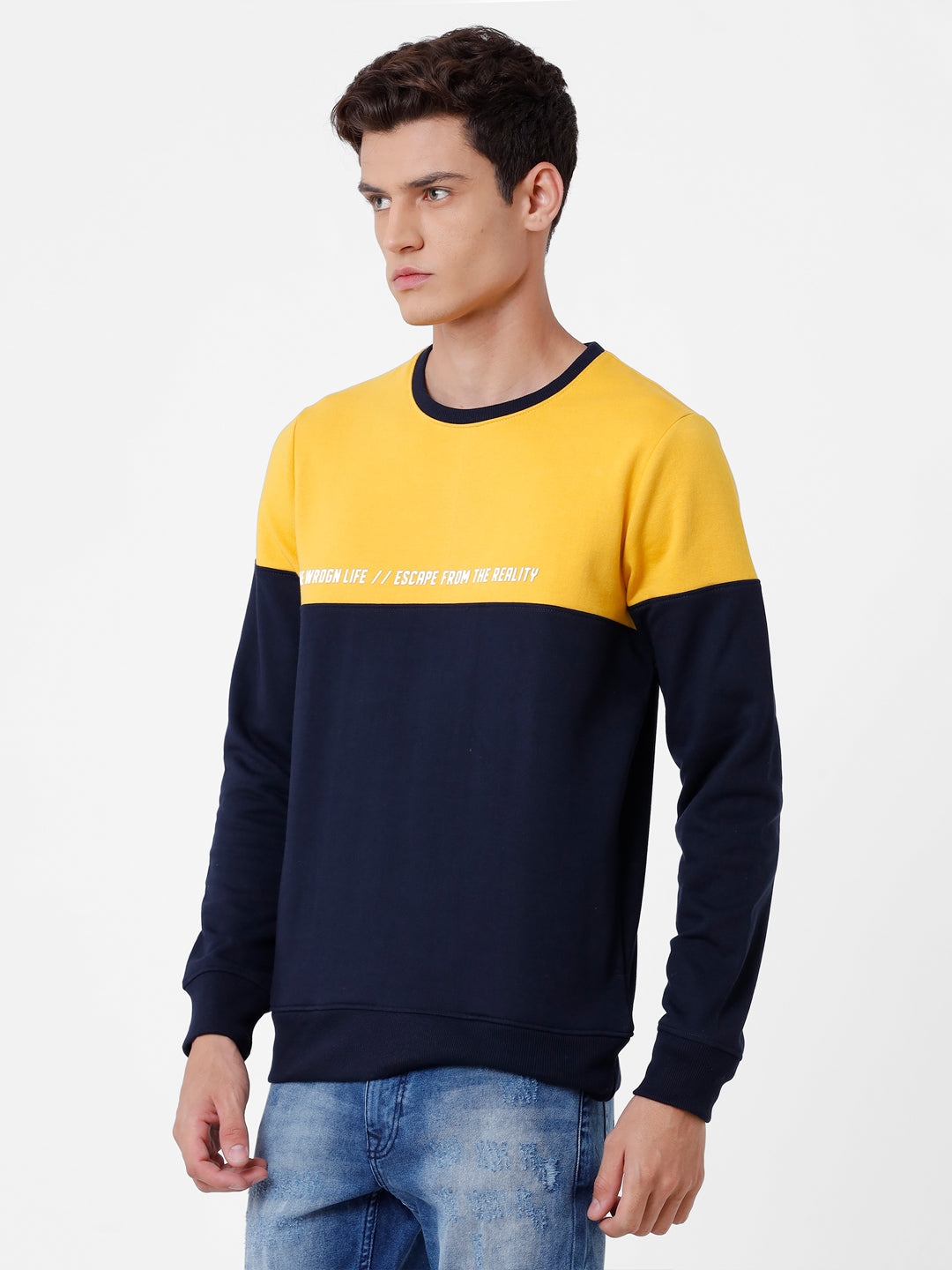 Wrogn Life Yellow & Navy Sweatshirt