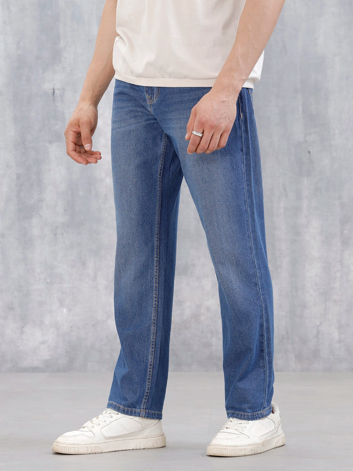 Men's Casual Anti Fit Jeans | Med Stone