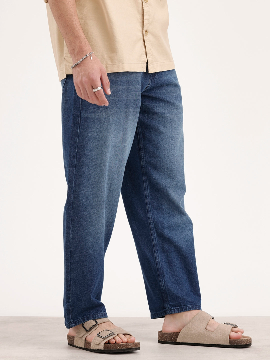 Loose Fit Faded Denim Jeans | Blue