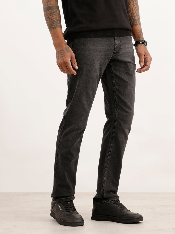 Faded Slim Fit Denim Jeans | Dark Grey