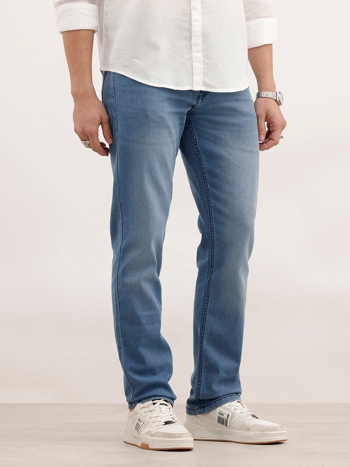 Classic Slim Fit Faded Denim Jeans | Light Blue