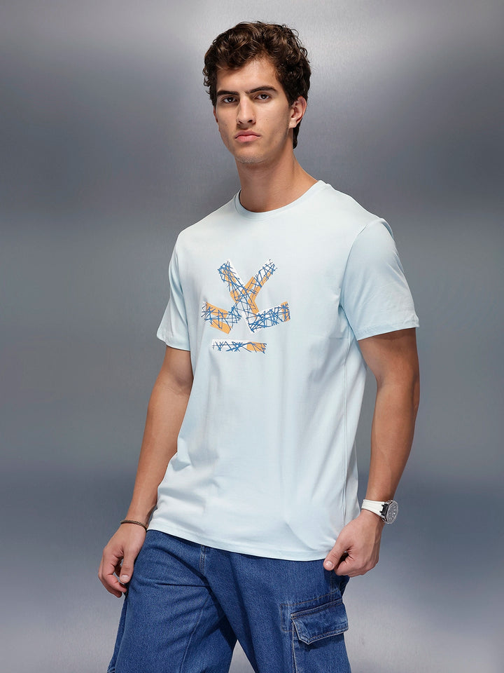 Classic Placement Printed T-Shirt   |  Light Blue