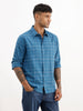 Slim Fit Checkered Full Sleeve Shirt | Blue