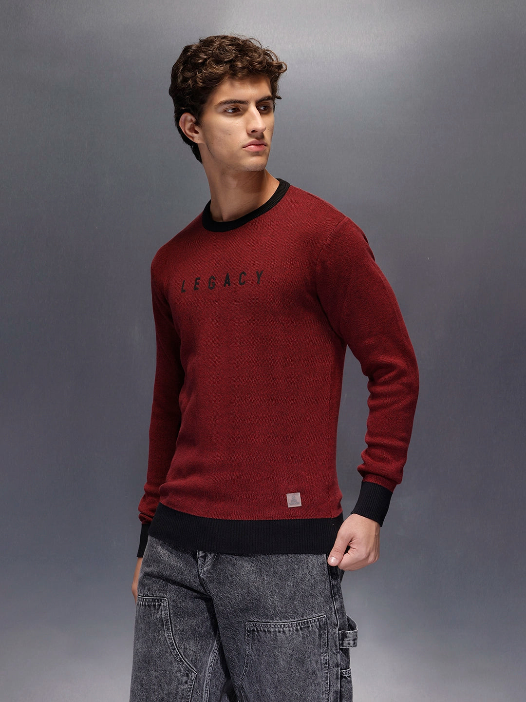Men's Crewneck Pullover with Legacy Print  |  Maroon