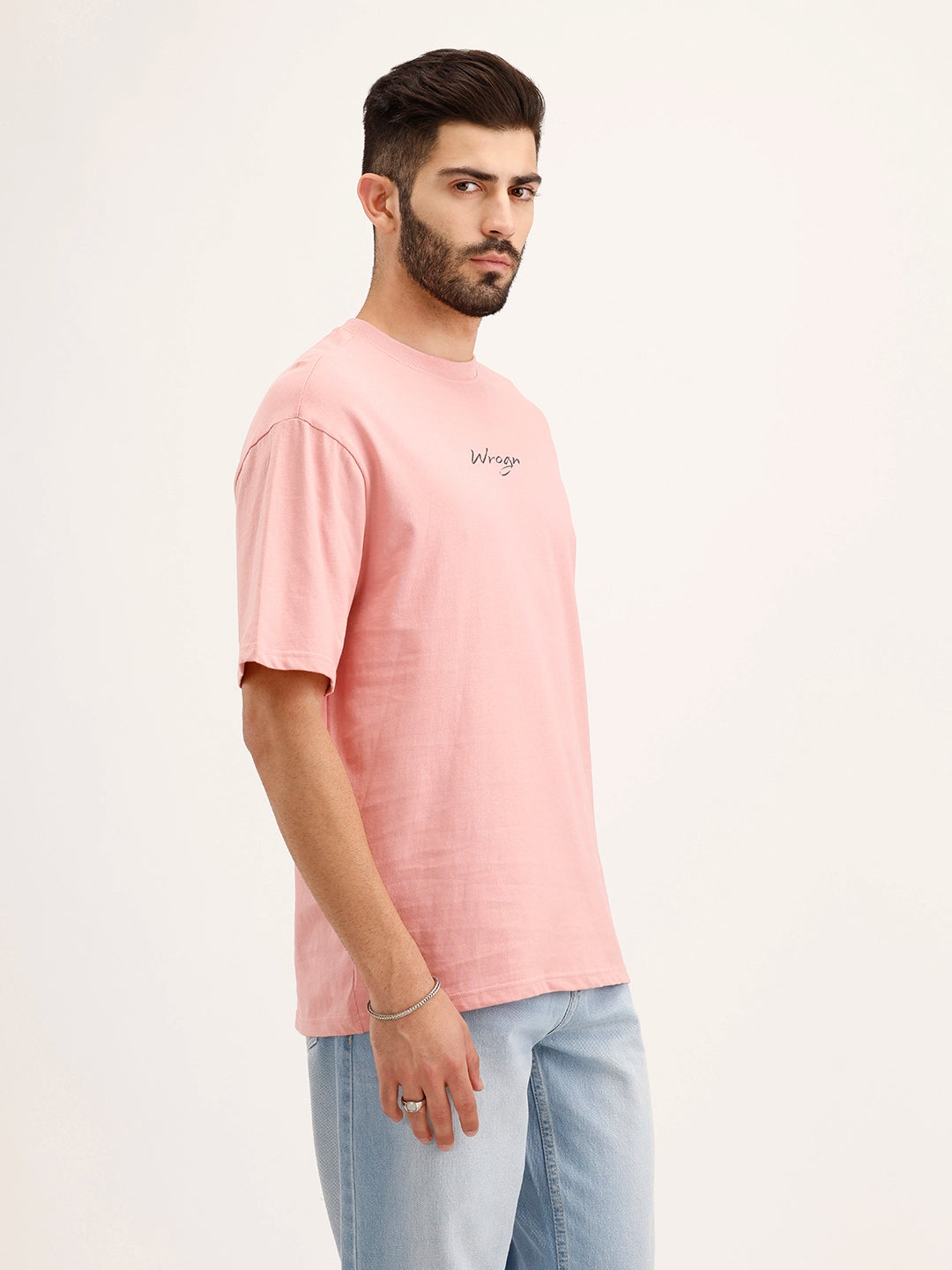 Oversized Placement Printed T-Shirt | Pink