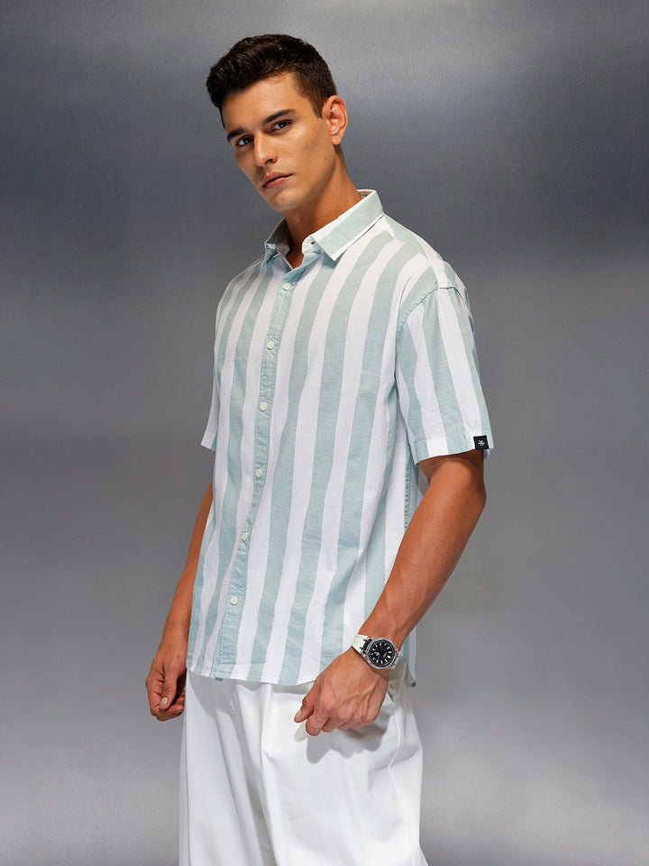 Men's casual oversize stripe shirt | White