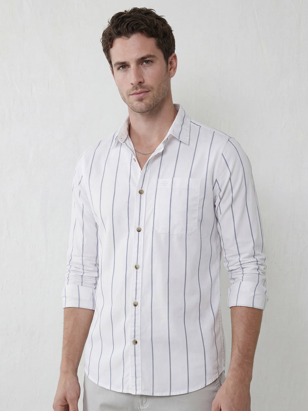 Classic White Stripes slim fit shirt | White