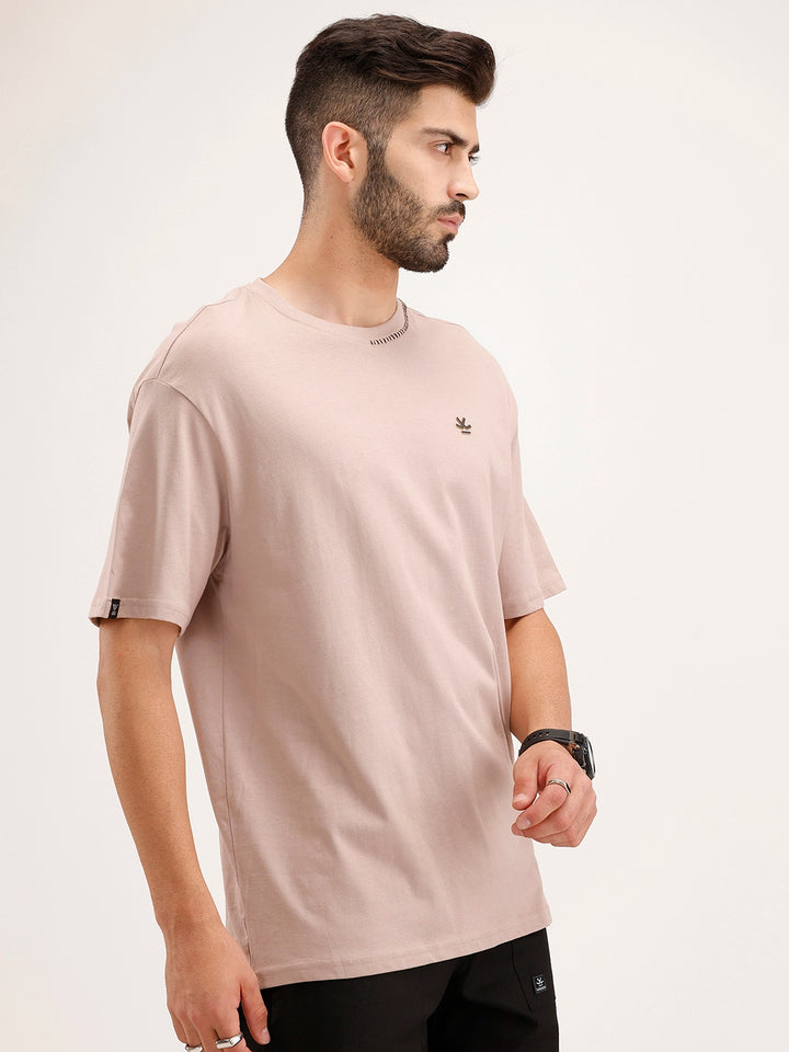Solid HD Print T-Shirt | Brown