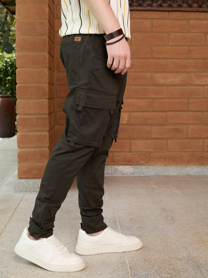 Solid Loose Fit Cargo Jogger | Olive