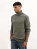 Solid Comfort Fit Turtle Neck Sweater | Olive