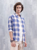 Men's Casual Checkered Pattern Regular Fit Shirt | Navy Blue
