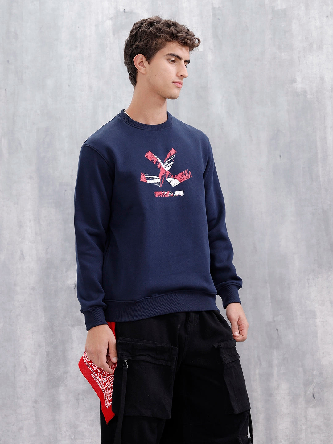 Men's Casual Branded Comfort Fit Sweatshirt  | Navy Blue