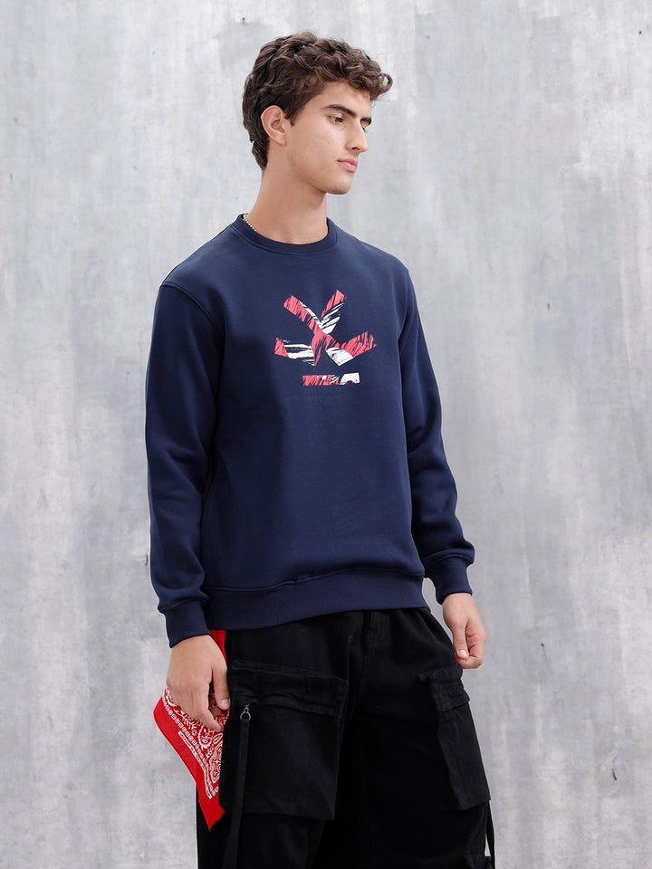 Men's Casual Branded Comfort Fit Sweatshirt  | Navy Blue