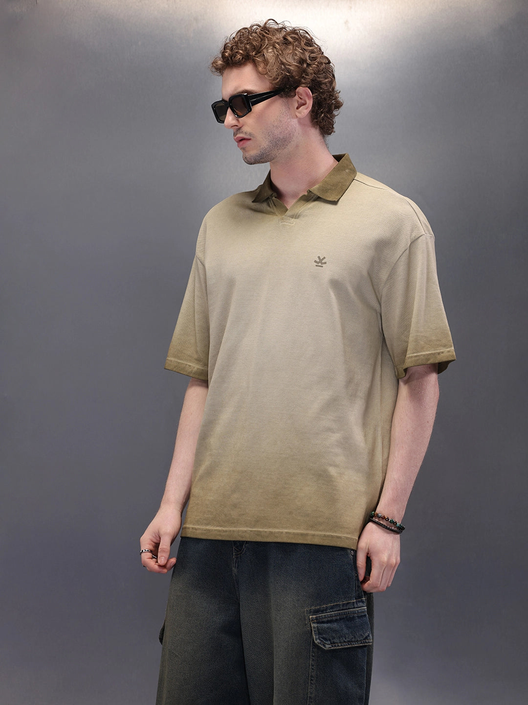 Pure Cotton Oversized Polo T-Shirt | Khaki