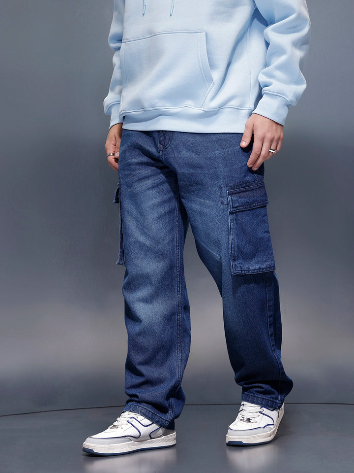 Casual Loose Cargo Fit Jeans  | Blue