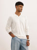 Solid Slim Fit Full Sleeve Polo T-Shirt | Off White | WPT02FSSL1630S