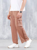 Men's Casual Relaxed Fit Cargo Knit Jogger With Raw Edge Detail | Brown