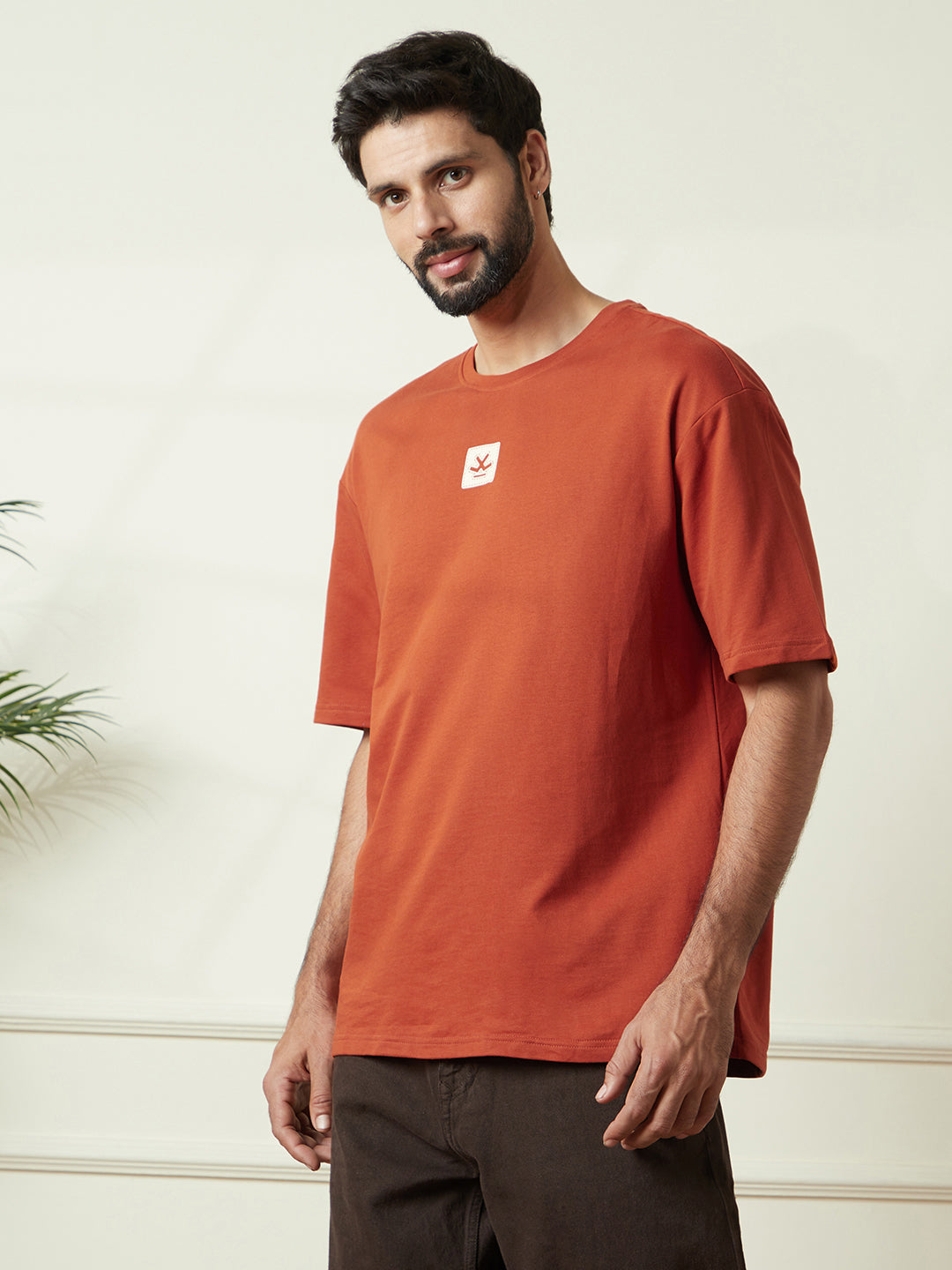 Wrogn Tropics Oversized T-Shirt in Rust