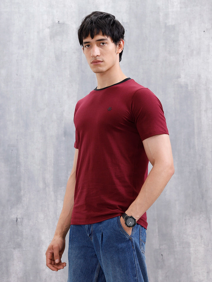 Men's Casual Regular Fit T-Shirt | Maroon