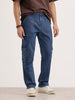 Relaxed Fit Cargo Denim Jeans | Blue