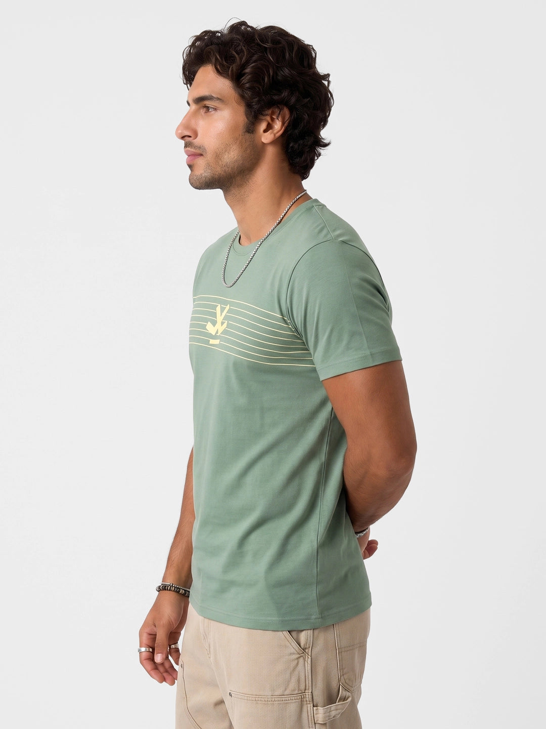 Slim Fit Placement Printed T-Shirt | Green