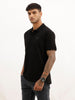 Solid Slim Fit Polo T-Shirt | Black