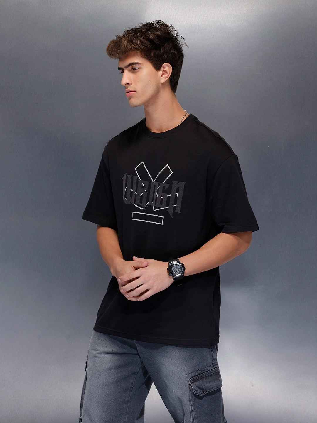 Men’s Beige Bold Logo T-Shirt | Black