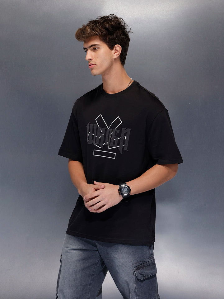 Men’s Beige Bold Logo T-Shirt | Black