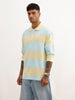 Oversized Full Sleeve Striped Polo T-Shirt | Yellow