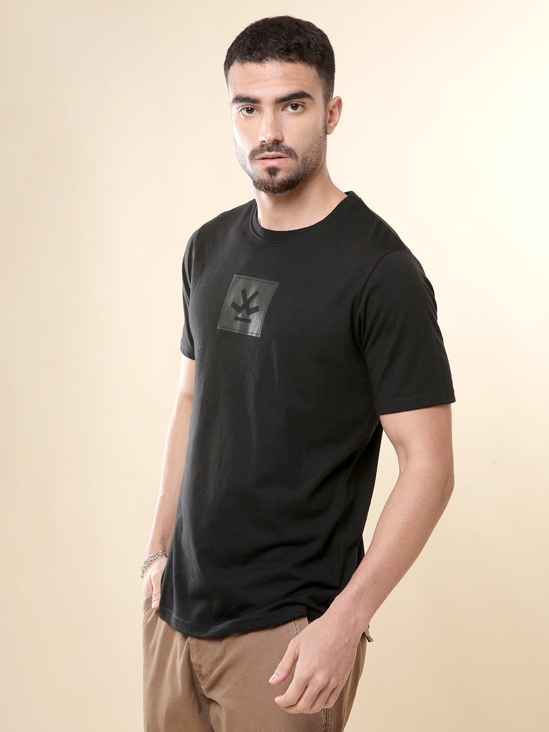 Black Crew Neck Cotton T-Shirt