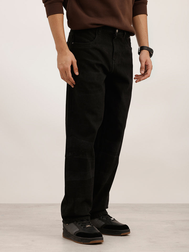 Washed Loose Fit Denim Jeans | Black
