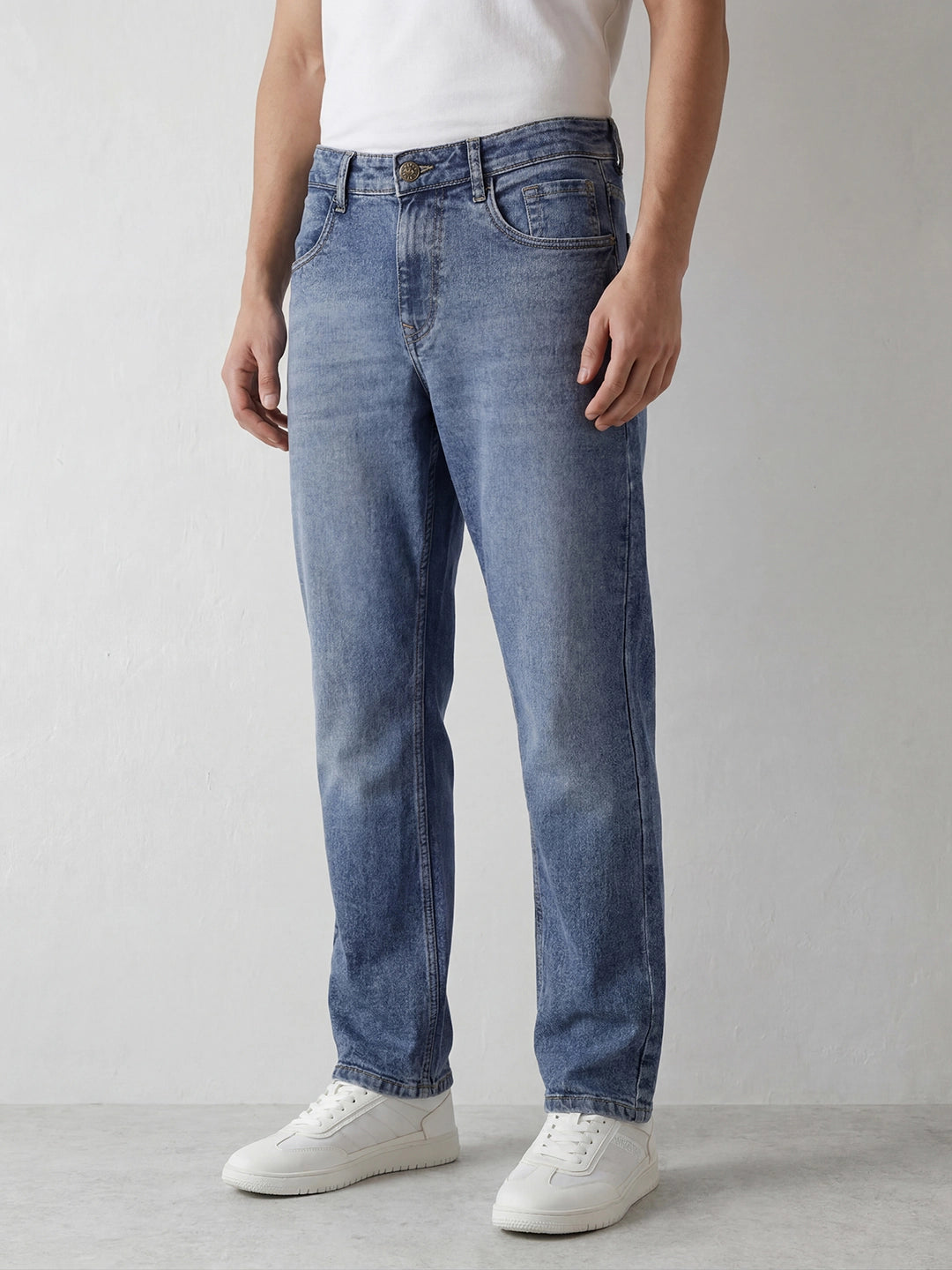 Anti Fit Printed Denim Jeans | Light Blue