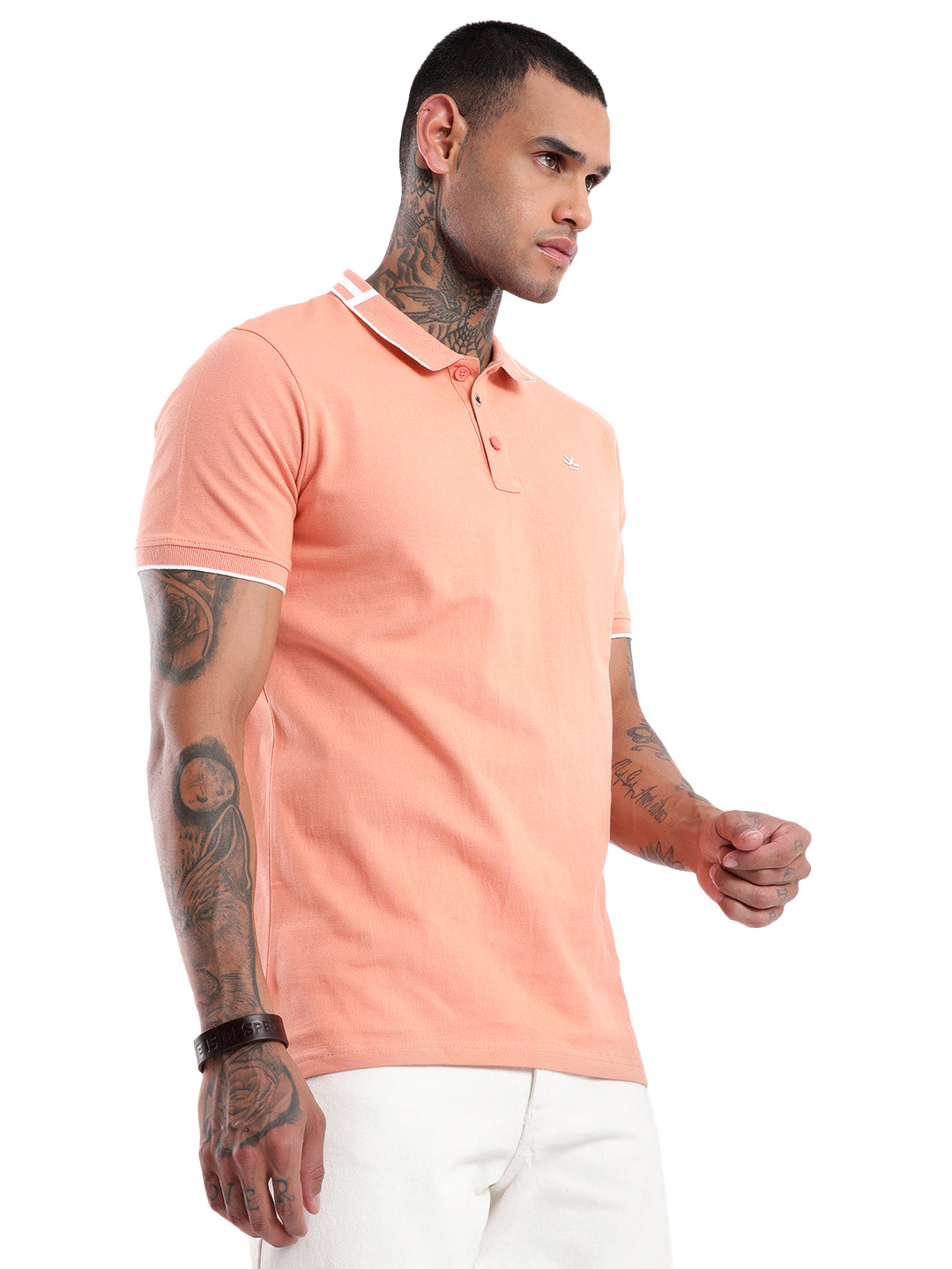 Elite Peach Tipping Collar Polo T-Shirt