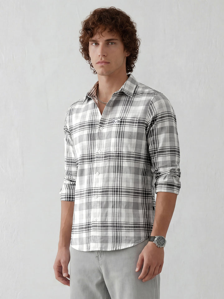 Men's casual checkered pattern shirt | Grey