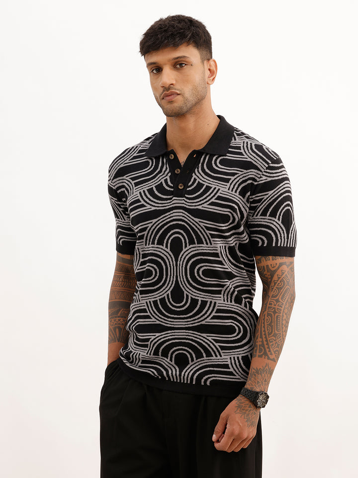 Classic Comfort Fit Jacquard Shirt | Black