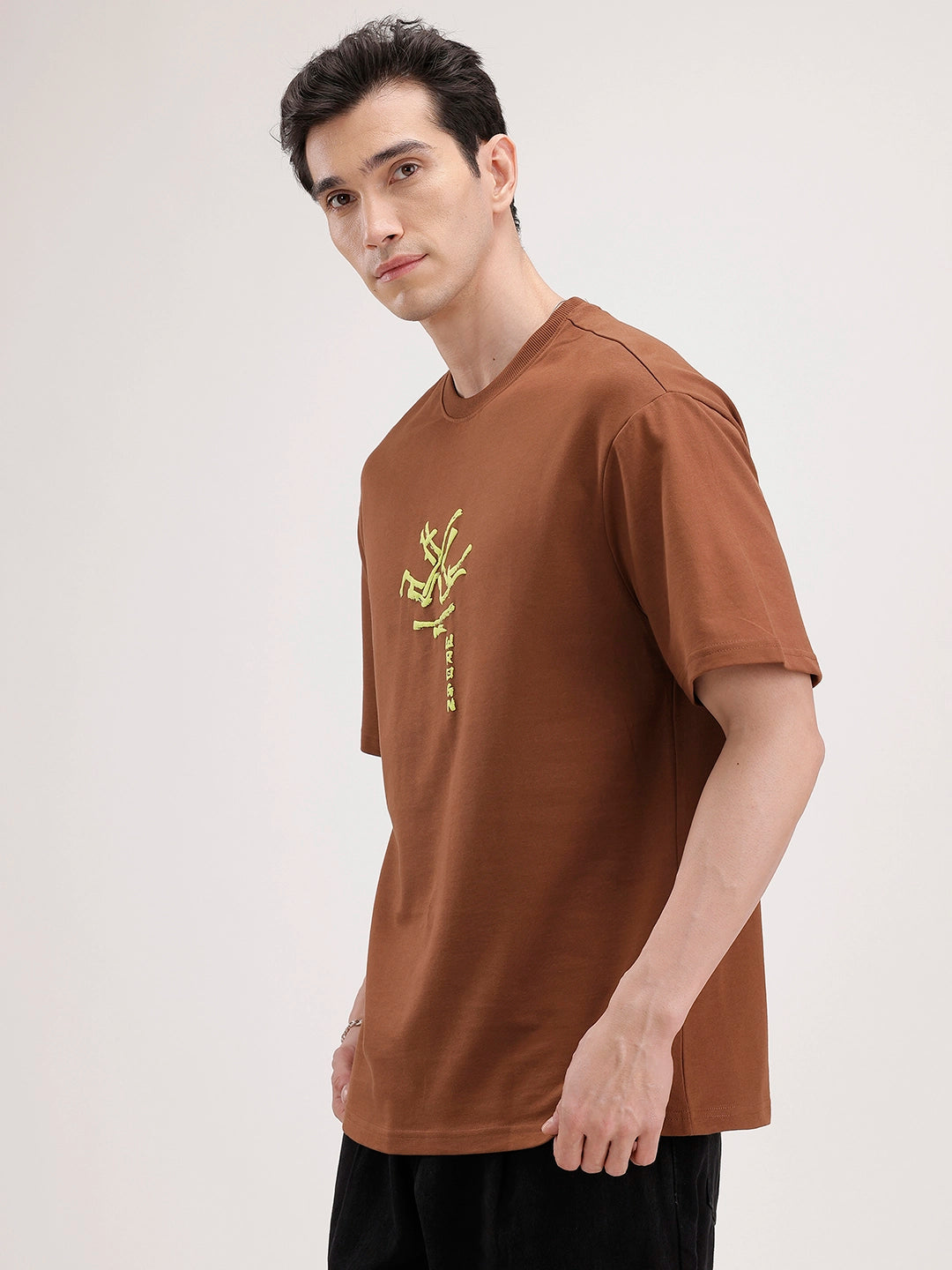 Oversized Back Printed T-Shirt | Brown