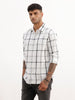 Textured Slim Fit Checkered Shirt | White