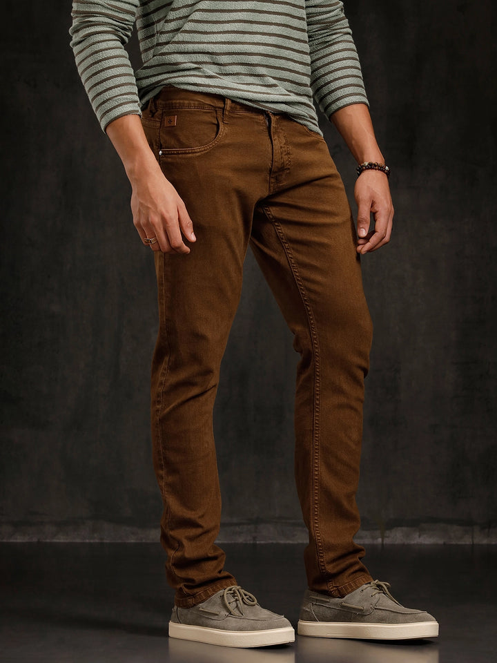 Light Fade Slim Fit Jeans | Dark Khakhi