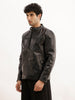Solid Slim Fit Zipper Jacket | Black