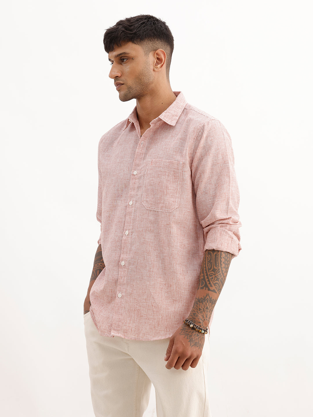 Regular Fit Checkered AOP Shirt | Grey