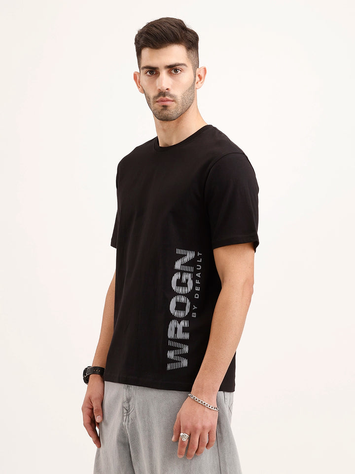 Comfort Fit Placement Printed T-Shirt | Black