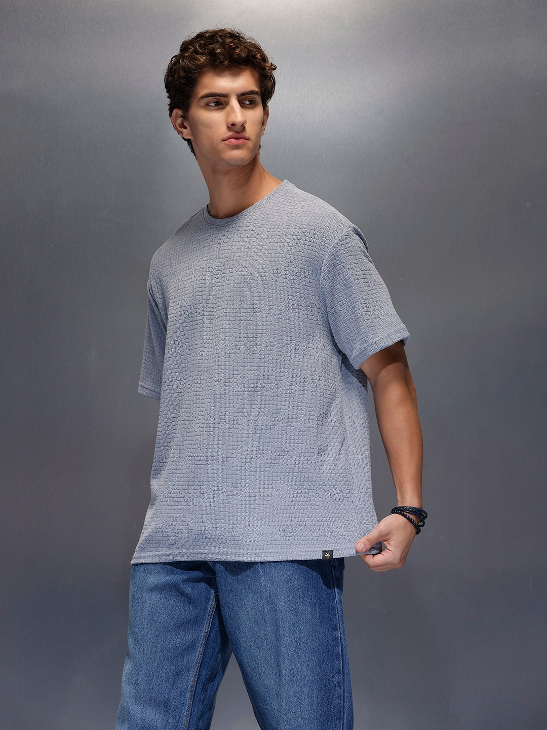 Men's Textured Oversized T-shirt  |  Grey