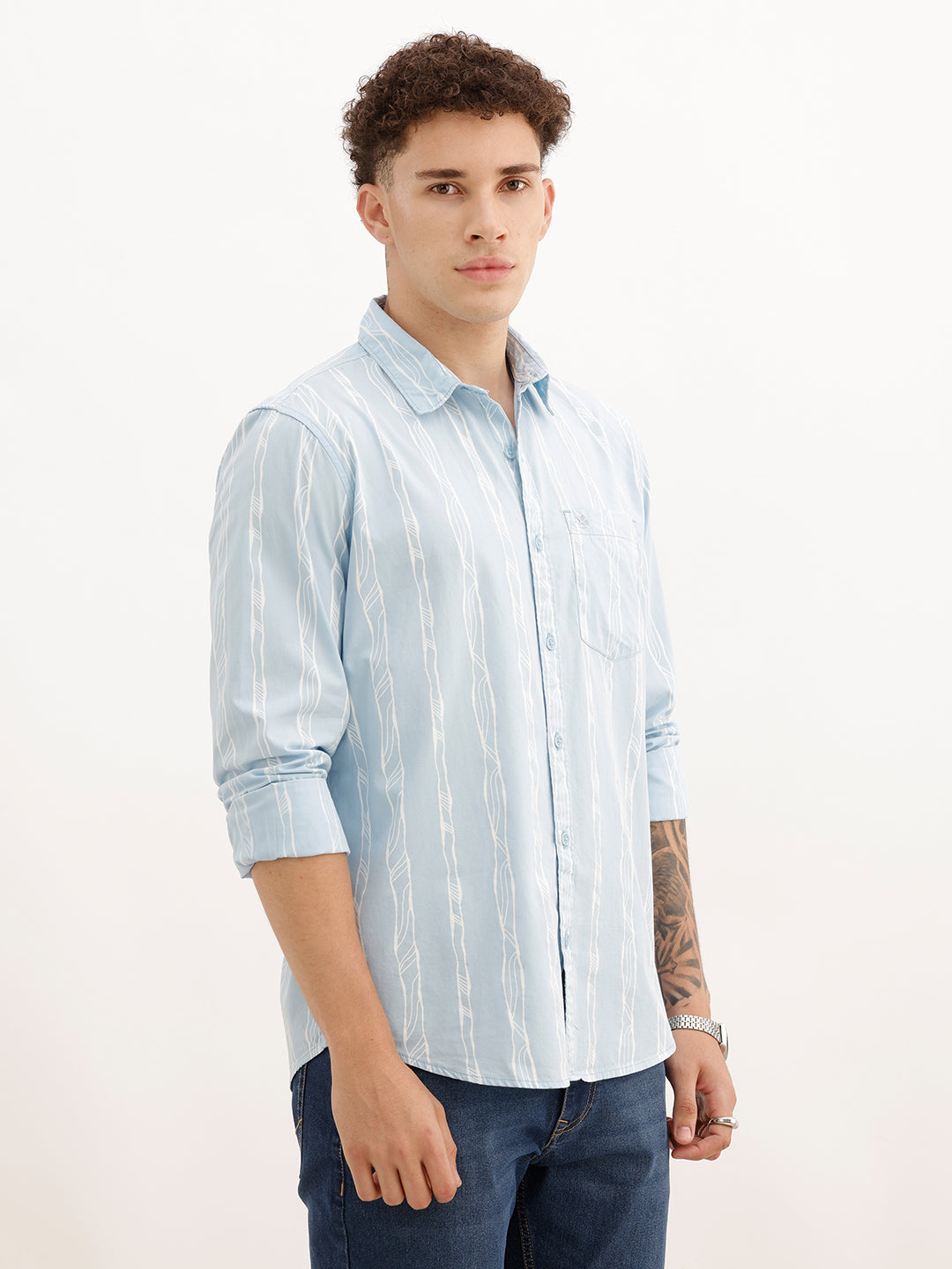 Classic Regular Fit AOP Shirt | Light Blue | WOSH0411M