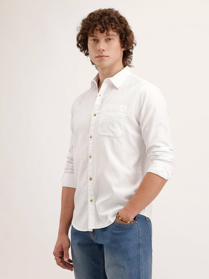 Textured Regular Fit Shirt | White