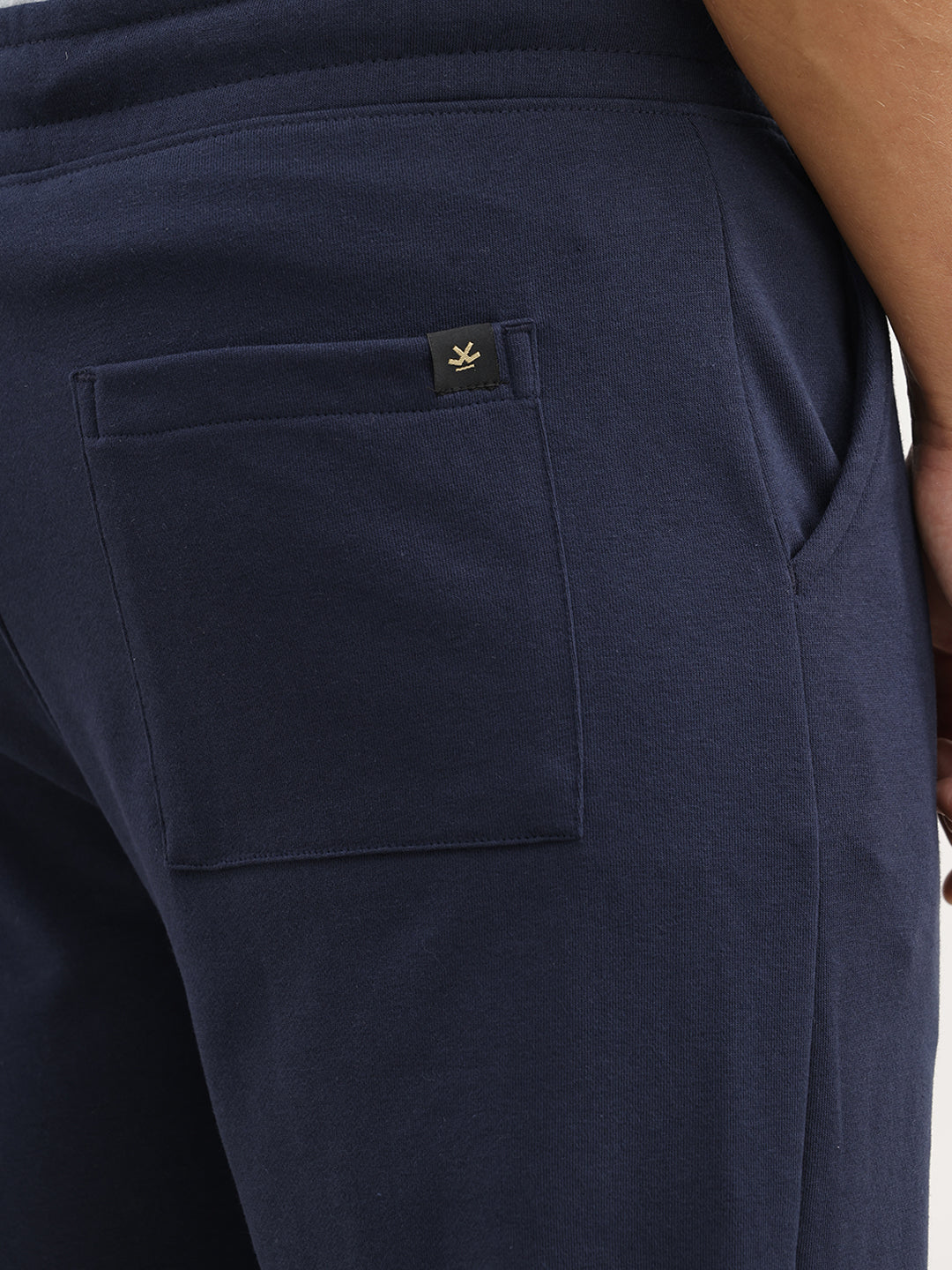 Solid Regular Fit Printed Jogger | Navy Blue