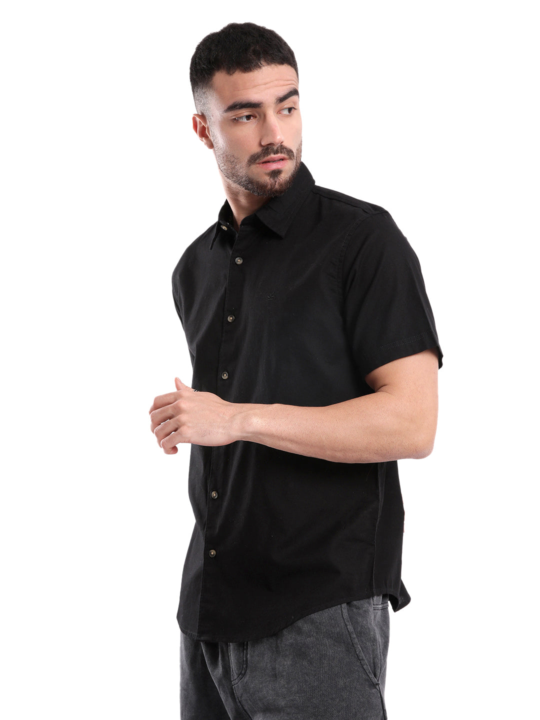 Short Sleeve Solid Black Shirt