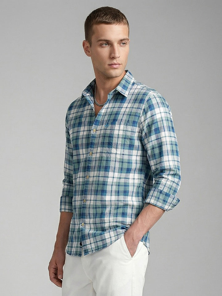 Regular Fit Checkered Shirt | Blue